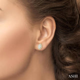 1/4 Ctw Lattice Edge Oval Shape Lovebright Round Cut Diamond Earrings in 14K Yellow and White Gold