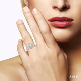 5/8 Ctw Split Twisted Shank Round Cut Diamond Engagement Ring With 1/4 Ct Marquise Cut Center Stone in 14K White Gold