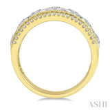 3/8 Ctw Lattice Two Tone Round Cut Diamond Fashion Band in 14K Yellow and White Gold