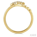 1/10 Ctw Palm Tree Round Cut Bead Bijoux Diamond Petite Fashion Ring in 10K Yellow Gold