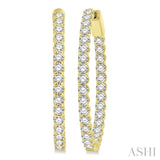 3 ctw Inside-Out Round Cut Diamond Oval Shape Hoop Earrings in 14K Yellow Gold