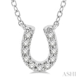 1/10 Ctw Horseshoe Charm Round Cut Diamond Petite Fashion Pendant With Chain in 10K White Gold