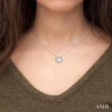 1/4 Ctw Oval and Round Cut Diamond Halo Fashion Petite Pendant With Chain in 14K White Gold