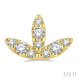 1/10 Ctw Tri Leaf Round Cut Diamond Petite Earrings in 10K Yellow Gold