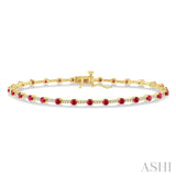 2.5 MM Round Cut Ruby and 1/2 Ctw Round Cut Diamond Precious Bracelet in 10K Yellow Gold