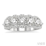 1 1/2 Ctw Baguette and Round Cut Diamond Fashion Ring in 14K White Gold