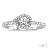1/4 Ctw Round and Pear Cut Diamond Petite Fashion Ring in 14K White Gold