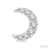 1/10 Ctw Crescent Moon Round Cut Diamond Petite Fashion Earrings in 14K White Gold