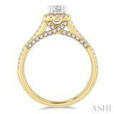 3/4 ctw Oval Shape Halo Round & Oval Cut Diamond Engagement Ring With 1/3 ctw Oval Cut Center Stone in 14K Yellow and White Gold