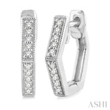 1/8 Ctw Petite Hexagon Round Cut Diamond Fashion Huggies in 10K White Gold
