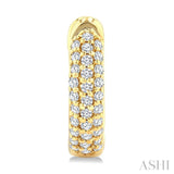 1/4 Ctw Petite Triple Row Round Cut Diamond Fashion Huggies in 10K Yellow Gold