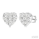 3/4 Ctw Heart Shape Lovebright Round Cut Diamond Stud Earrings in 14K White Gold