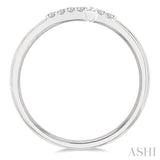 1/10 Ctw Petite Reclining Cross Round Cut Diamond Stackable Fashion Ring in 10K White Gold