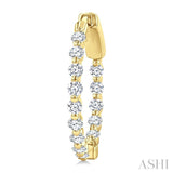 1 Ctw Inside-Out Single Prong Set Round Cut Diamond Hoop Earrings in 14K Yellow Gold