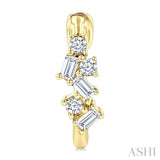 1/4 Ctw Petite Fusion Scatter Baguette and Round Cut Diamond Fashion Huggies in 14K Yellow Gold