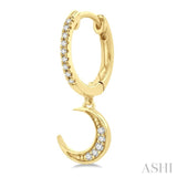 1/6 Ctw Petite Celestial Crescent & Star Round Cut Diamond Fashion Huggies in 10K Yellow Gold