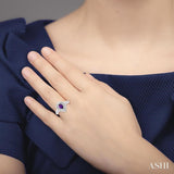 7X5 MM Pear Cut Amethyst and 1/20 ctw Round Cut Diamond Semi Precious Ring in Sterling Silver