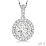 1/3 Ctw Round Cut Diamond Lovebright Pendant in 14K White Gold with Chain