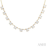 1 1/2 Ctw Fusion Baguette and Round Cut Diamond Halfway Necklace in 14K Yellow Gold