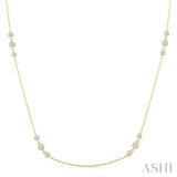 1 Ctw Three Stone Bezel Set Round Cut Diamond Station Necklace in 14K Yellow Gold
