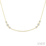 1 Ctw Three Stone Bezel Set Round Cut Diamond Station Necklace in 14K Yellow Gold