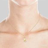 1/4 ctw Hexagon Motif Single Cut Diamond Fashion Pendant With Chain in 14K Yellow Gold