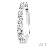 1 Ctw Graduated Round Cut Diamond Fashion Hoop Earrings in 14K White Gold
