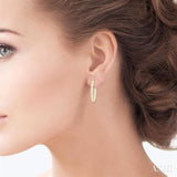 1 1/2 Ctw French Pave Set Round Cut Diamond Fashion Half Hoop Earring in 14K Yellow Gold