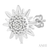 1/8 Ctw Petite Sun Round Cut Diamond Fashion Stud Earrings in 10K White Gold