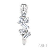 1/4 Ctw Petite Fusion Scatter Baguette and Round Cut Diamond Fashion Huggies in 14K White Gold