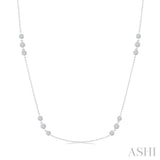 1 1/2 Ctw Three Stone Bezel Set Round Cut Diamond Station Necklace in 14K White Gold