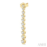 1/2 ctw Round Cut Diamond Riviera Drop Earring in 14K Yellow Gold