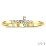 1/10 Ctw Petite Reclining Cross Round Cut Diamond Stackable Fashion Ring in 10K Yellow Gold