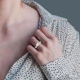 3/4 Ctw Round Shape Lovebright Split Criss Cross Round Cut Diamond Engagement Ring in 14K Yellow and White Gold