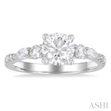 1/2 Ctw Pear and Round Cut Diamond Semi-Mount Engagement Ring in 14K White Gold