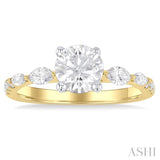 3/8 Ctw Marquise and Round Cut Diamond Semi-Mount Engagement Ring in 14K Yellow and White Gold