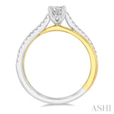 1/2 Ctw Two Tone Criss Cross Round & Oval Cut Diamond Engagement Ring With 1/3 ctw Oval Cut Center Stone in 14K White and Yellow Gold