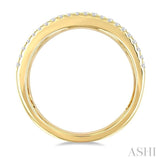 5/8 Ctw Wide 4-Stone Emerald & Round Cut Diamond Fashion Band in 14K Yellow Gold