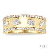 5/8 Ctw 4-Stone Mixed Shape Diamond Wide Fashion Band in 14K Yellow Gold
