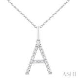 1/10 Ctw Initial 'A' Round Cut Diamond Fashion Pendant With Chain in Sterling Silver