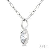 1/5 Ctw Marquise Cut Bezel Set Diamond Fashion Pendant With Paperclip Chain in 14K White Gold