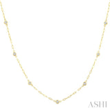 1/4 Ctw Bezel Set Round Cut Diamond Paperclip Station Necklace in 14K Yellow Gold
