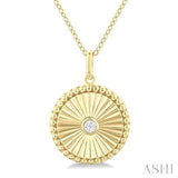 1/20 ctw Round fluted medallion Round Cut Diamond Pendant With Chain in 14K Yellow Gold