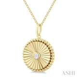 1/20 ctw Round fluted medallion Round Cut Diamond Pendant With Chain in 14K Yellow Gold