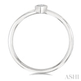 1/6 Ctw Petite Bezel Set Pear Cut Diamond Fashion Ring in 10K White Gold