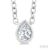 1/6 Ctw Petite Bezel Set Pear Cut Diamond Fashion Pendant With Chain in 10K White Gold