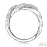 1/10 Ctw Bold Ribbed Swirl Round Cut Diamond Pirouette Bold Fashion Band in Sterling Silver