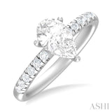 1/3 Ctw Pear Shape Round Cut Diamond Semi Mount Engagement Ring in 14K White Gold