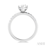 1/3 Ctw Pear Shape Round Cut Diamond Semi Mount Engagement Ring in 14K White Gold