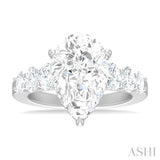 1 1/4 Ctw Pers Shape Oval and Round Cut Diamond Semi Mount Engagement Ring in 14K White Gold